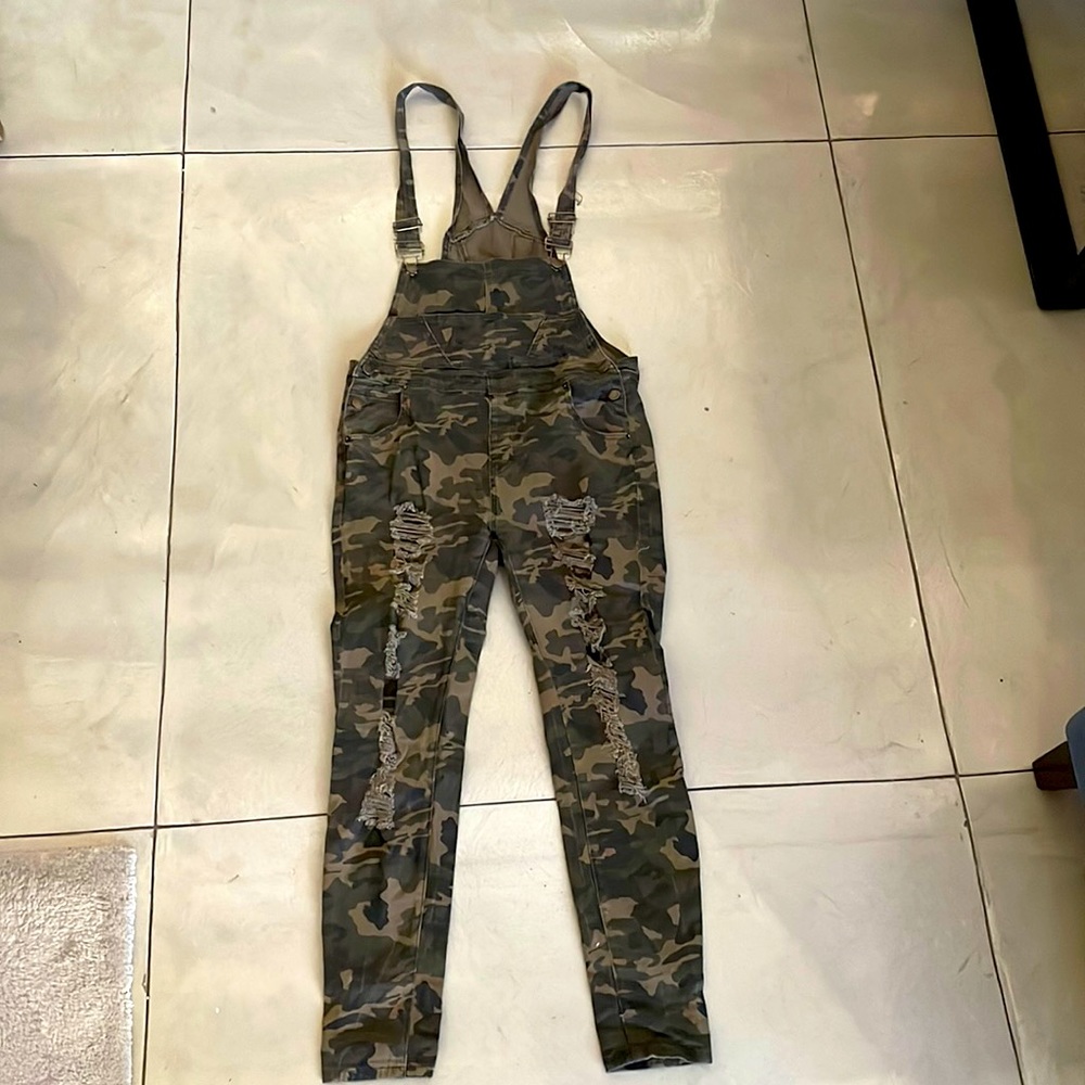 Ripped camo overalls